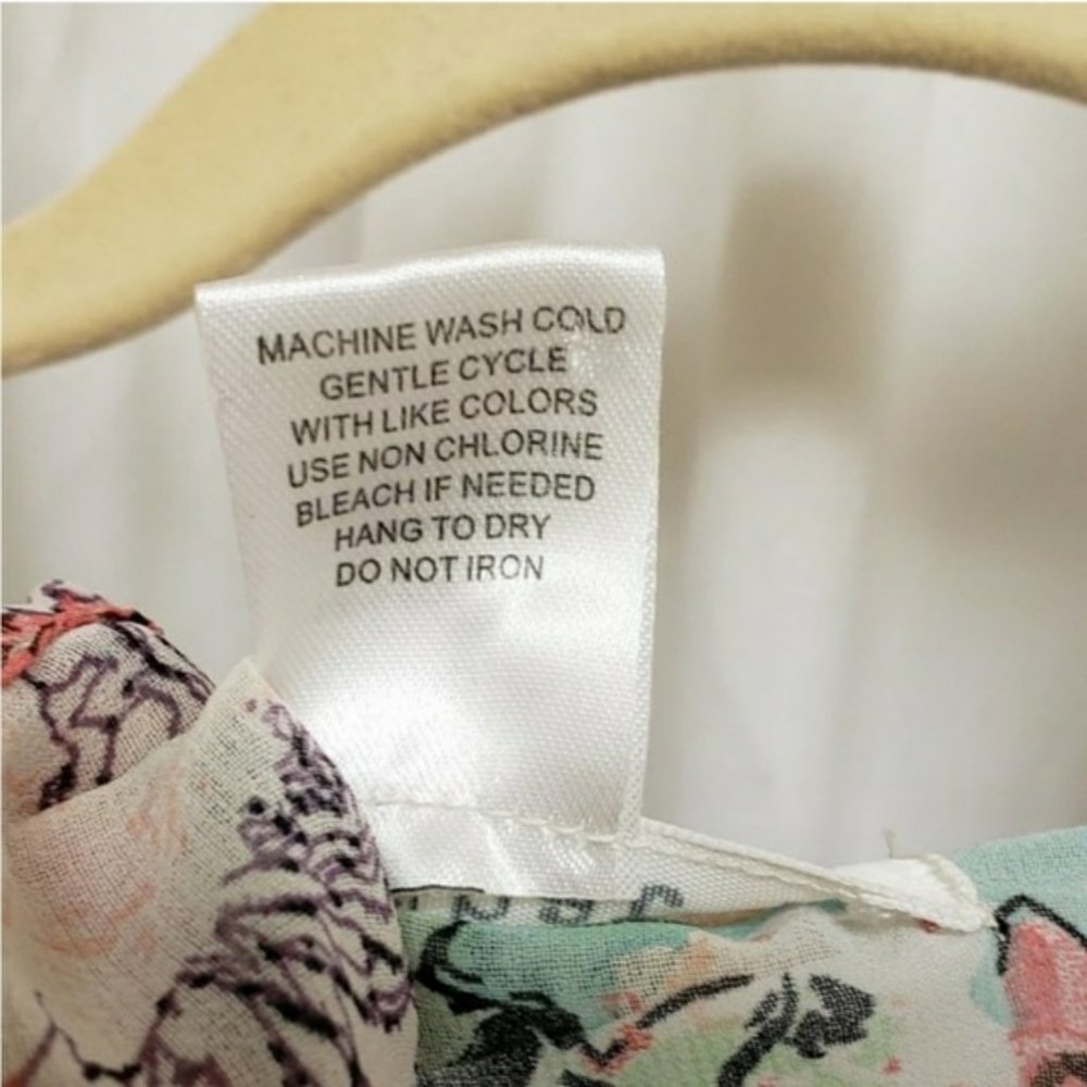 Say What? Aqua Pink Floral Sheer Kimono ¾ Sleeve S - Picture 6 of 7